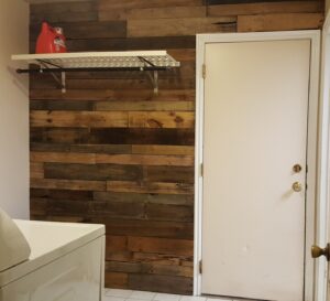 rustic laundry room pallet wall